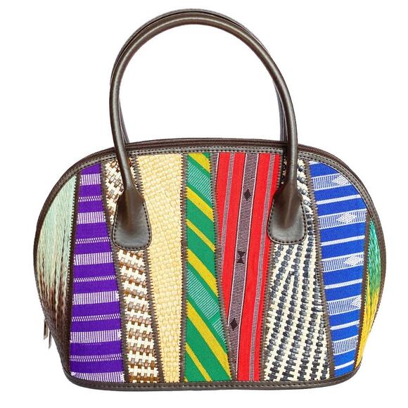 NWOT Women's Multicolor Ethnic Handwoven Handmade Dome Satchel Handbag - Picture 2 of 7